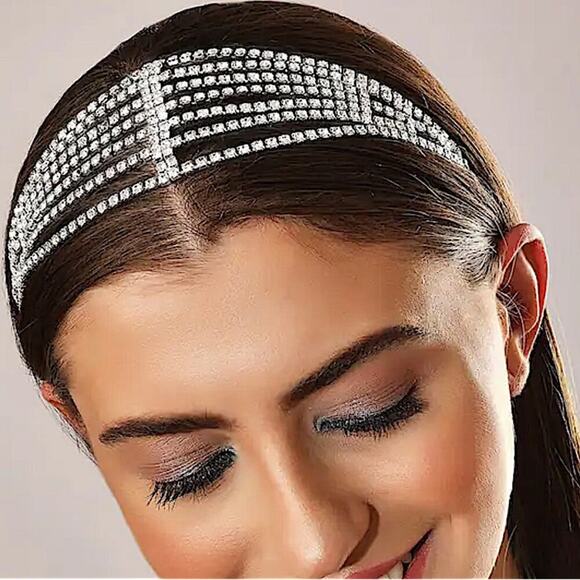 Gold Rhinestone Headband Hair Accessory - Picture 2 of 4